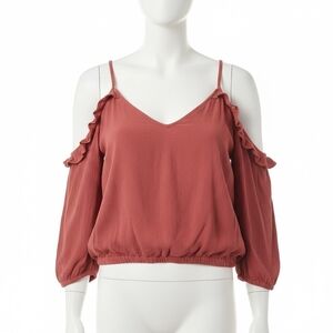 Charlotte Russe Cold Shoulder Blouse in Rust